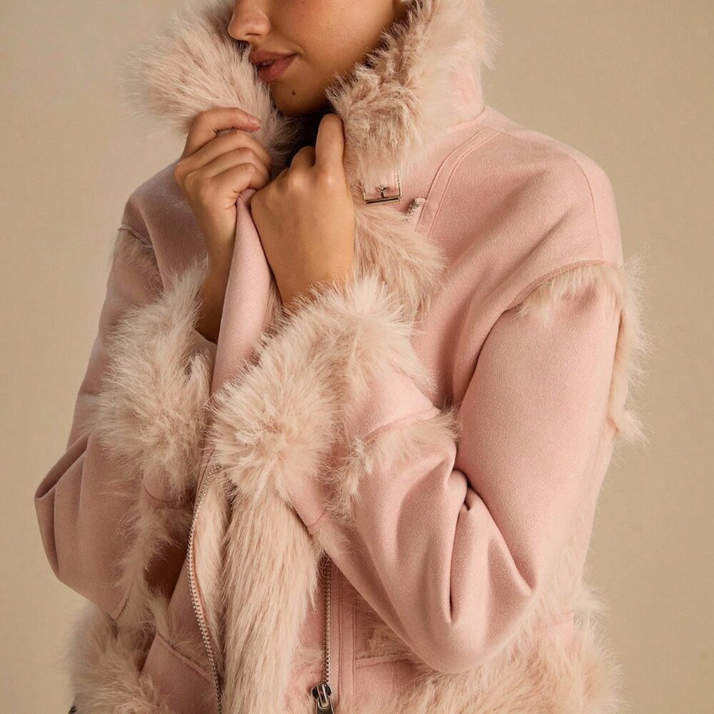 Purple Casual Women's Romantic Suede Faux Fur Coat - Picture 2 of 8